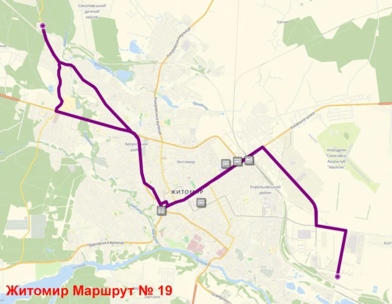 Який маршрут №19 в Житомирі